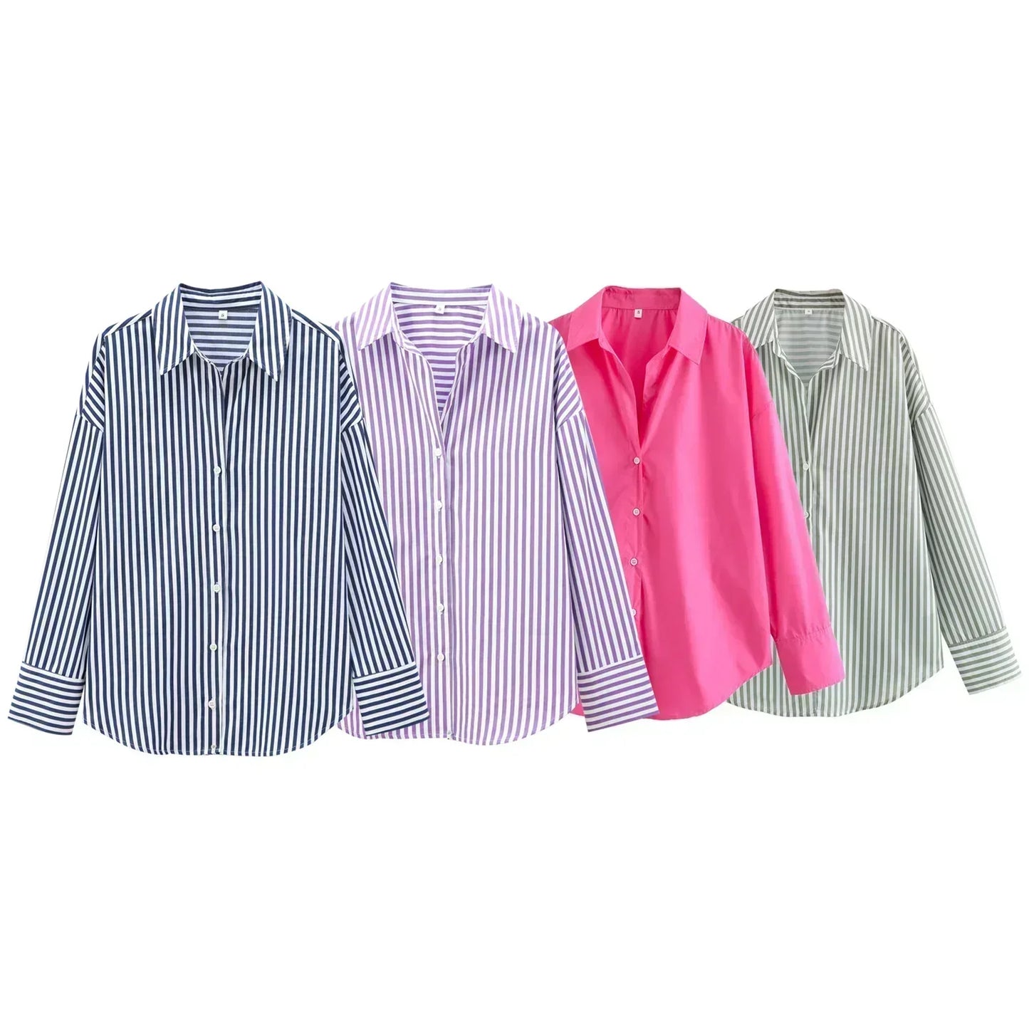 Women's 2026 New Fashion Loose Basic Style Casual Poplin Shirt Retro Long Sleeve Button up Women's Shirt Unique Top