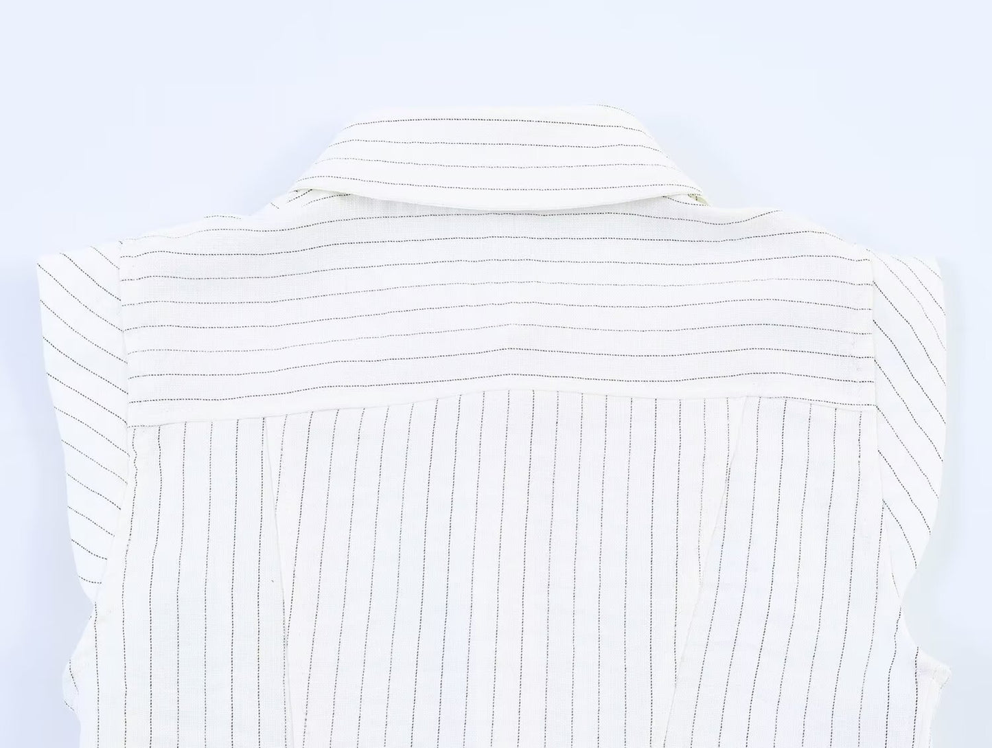 Women's linen blend sleeveless striped shirt