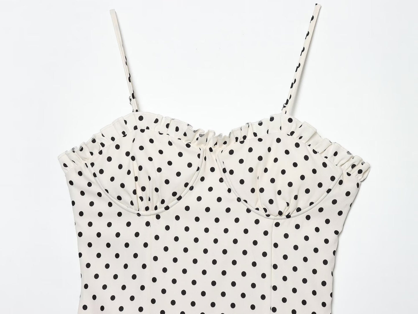 Women's tight corset style polka dot MIDI dress