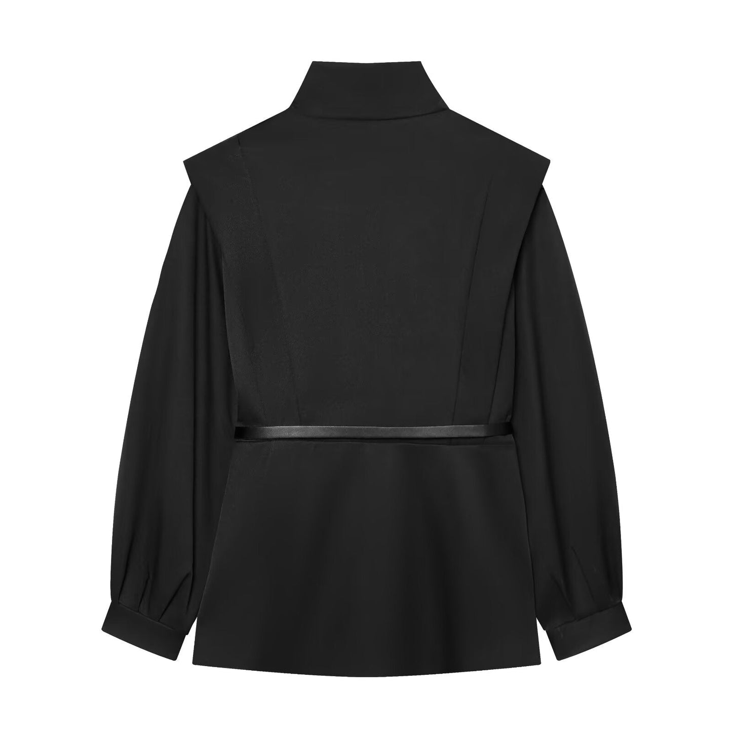 Women's With Belt slim stand collar windbreaker Coat