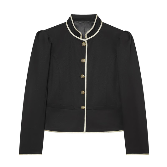 Women's slim contrasting color trimmed Blazer Coat