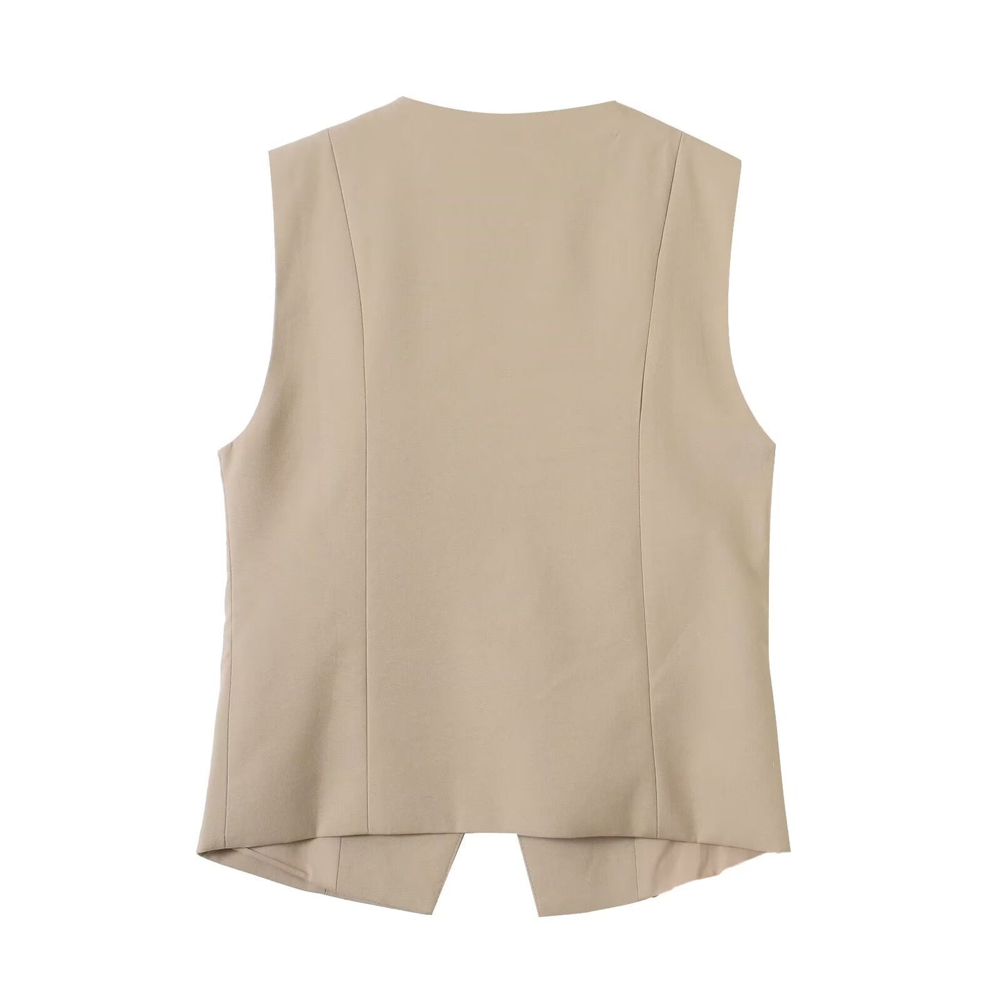 suit Women's 2 pieces Buckle design casual linen blended vest+Pants