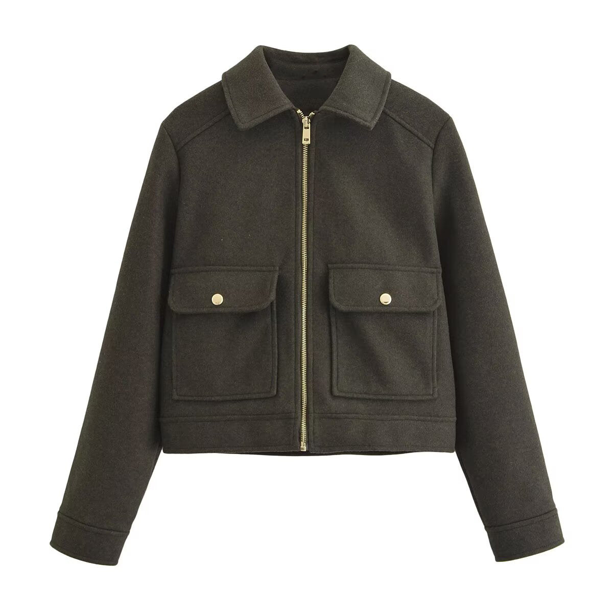 Women's short lapel woolen jacket Coat