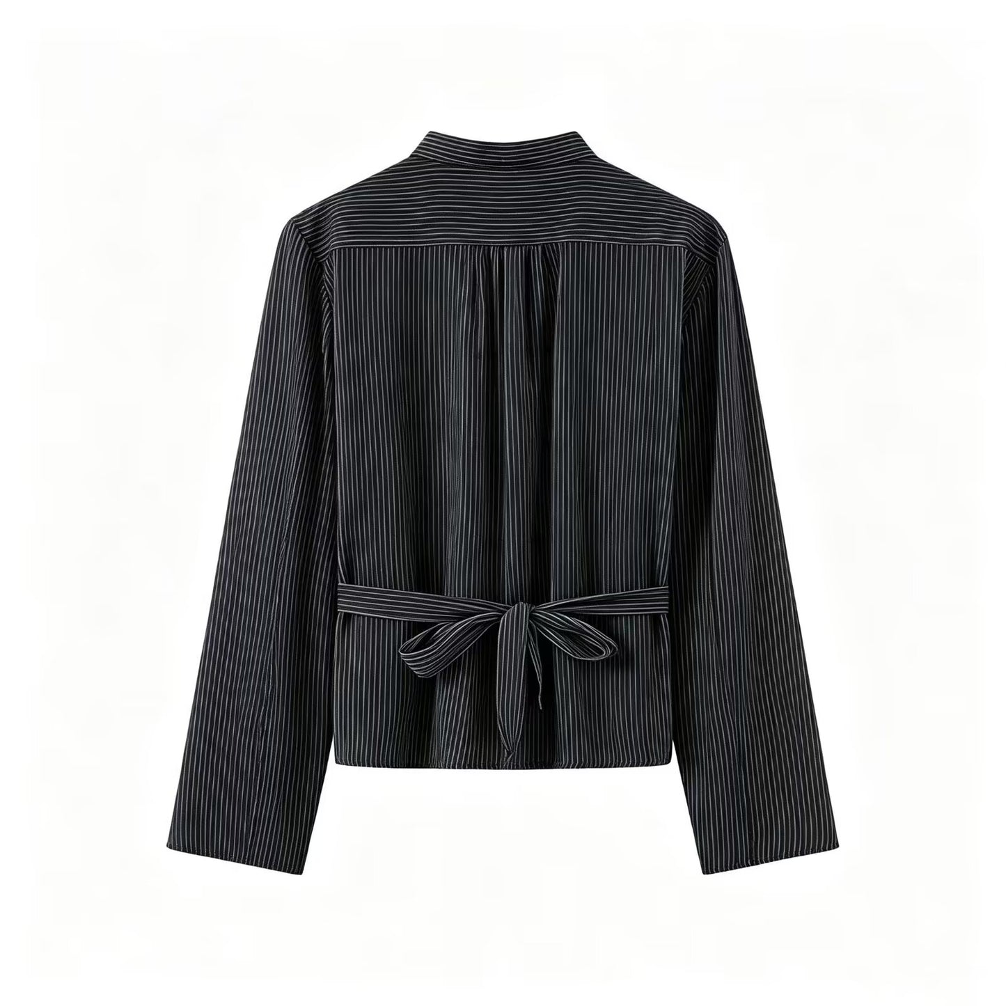 Women's casual slim short striped shirt