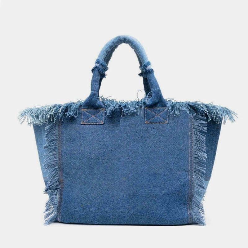 Women's new beach canvas tassel embroidered handbag