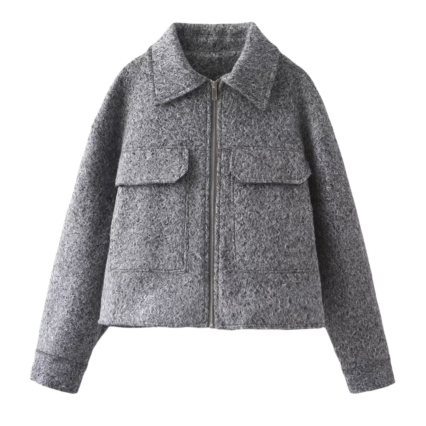 Women's lapel pocket decoration short jacket Coat
