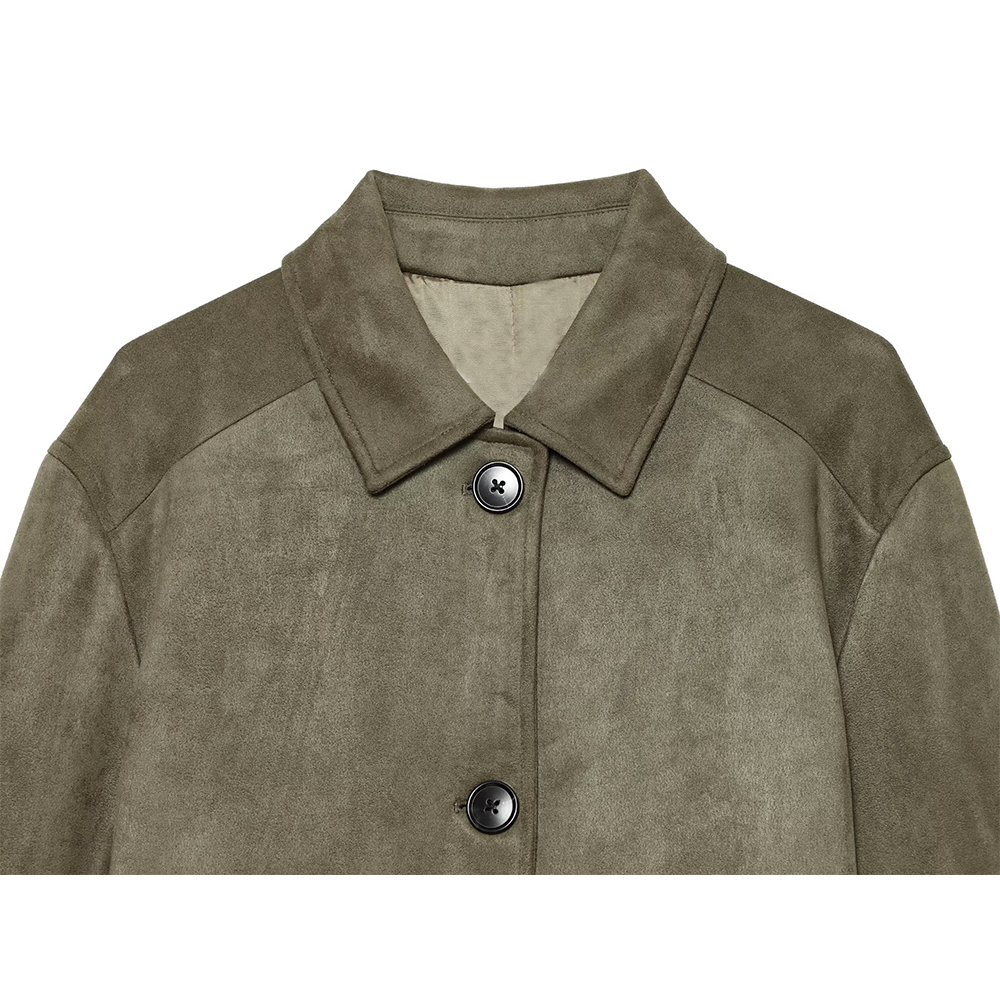 Women's suede lapel breasted short Coat