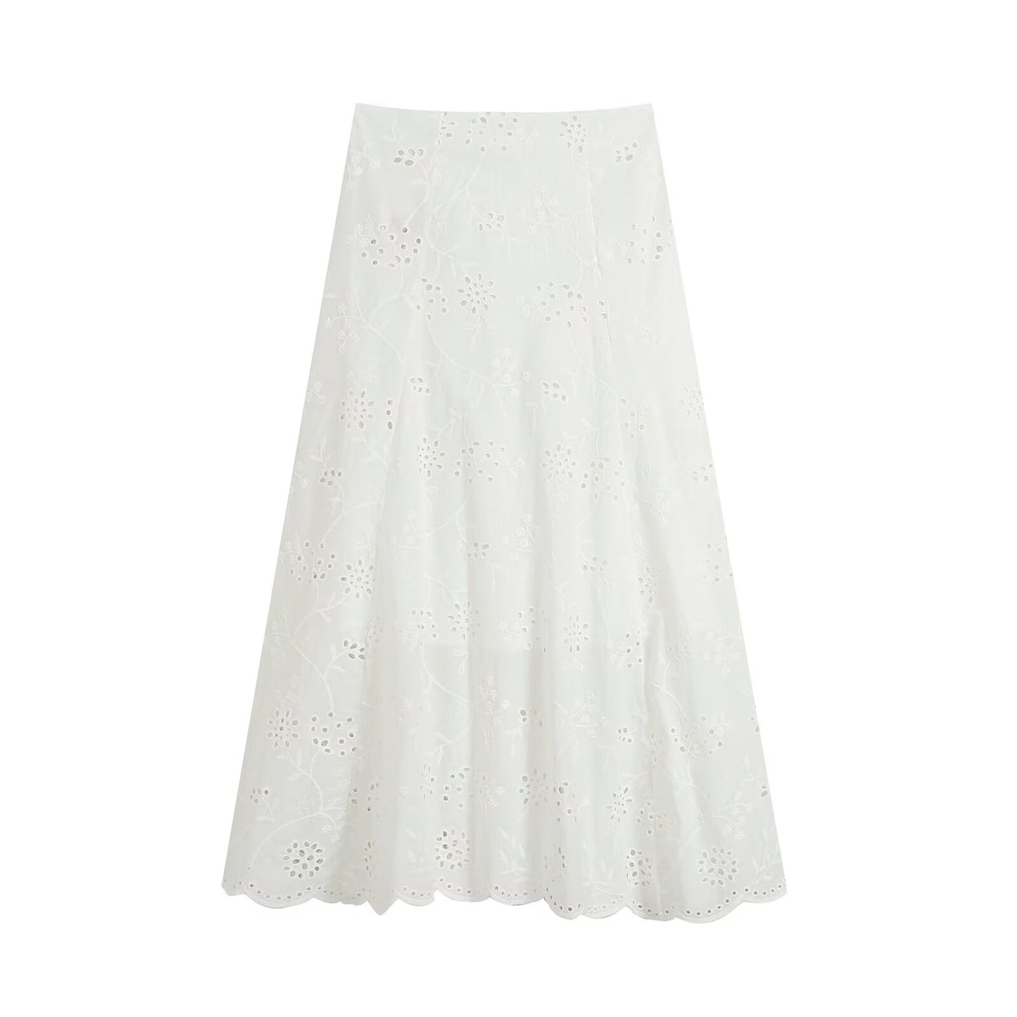 suit Women's 2 pieces artificial jewelry buckle hollow embroidery top+skirt