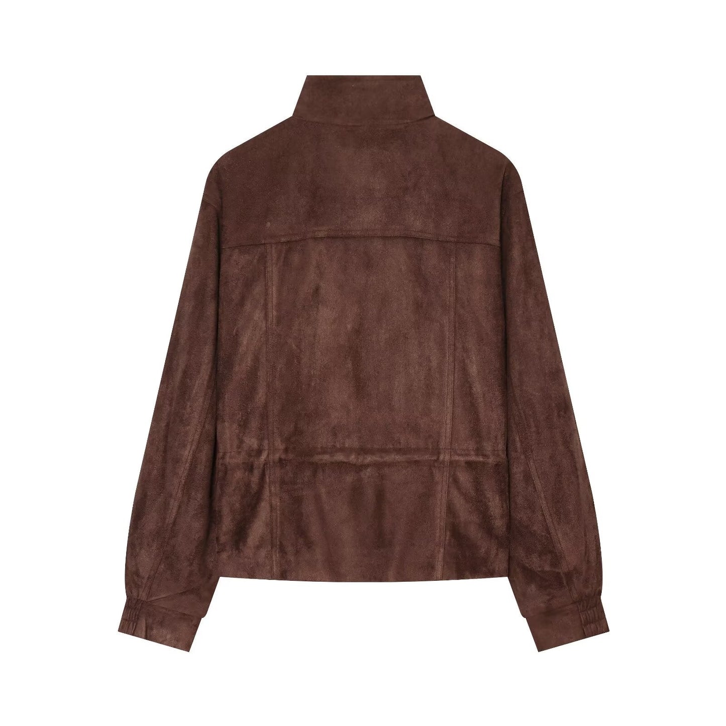 Women's suede waist cinched drawstring jacket Coat