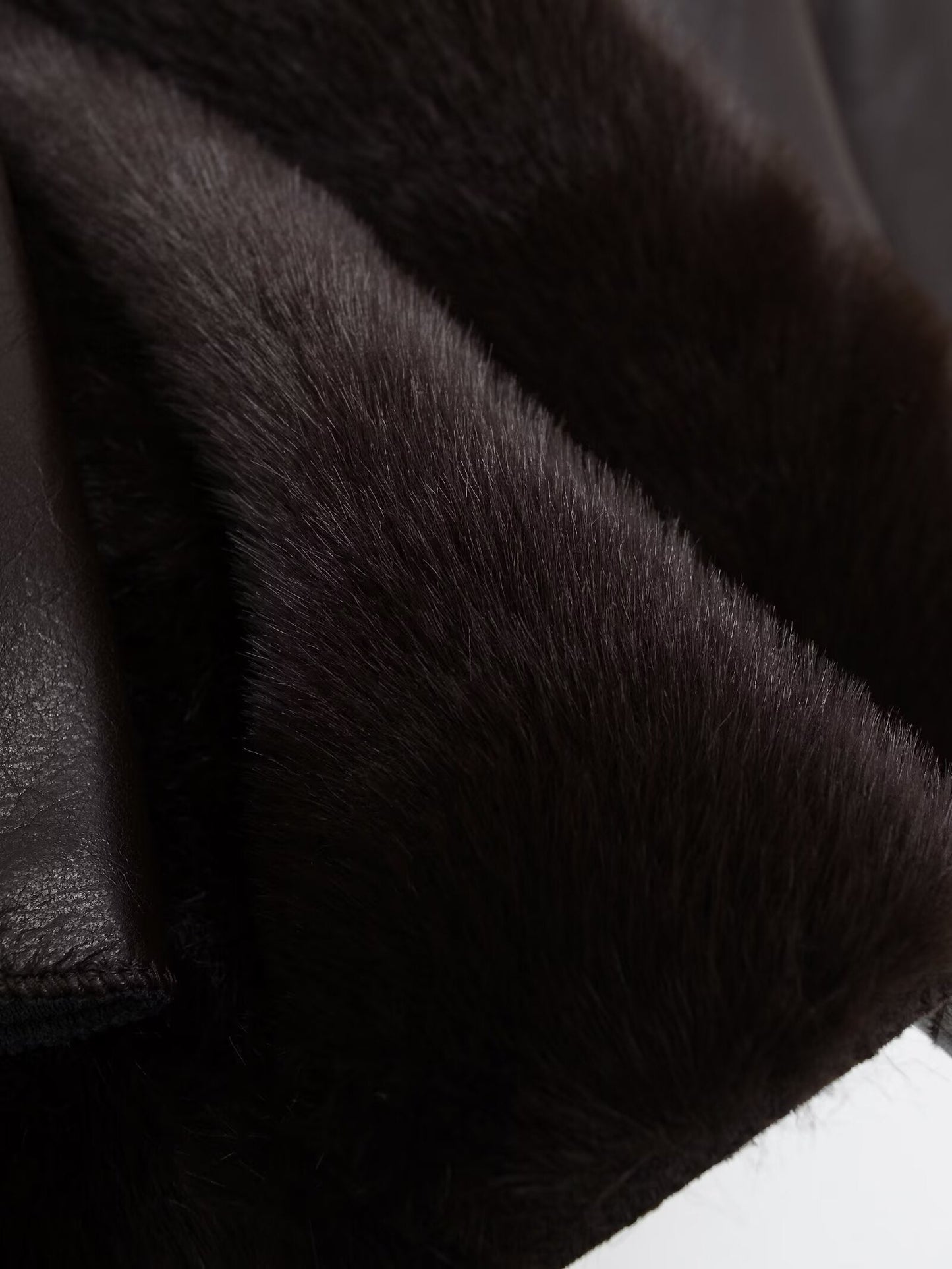 Women's faux fur effect double-sided Faux Leather jacket Coat