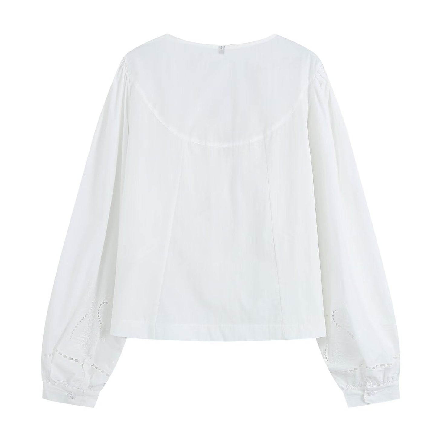 Women's embroidered V-neck poplin shirt