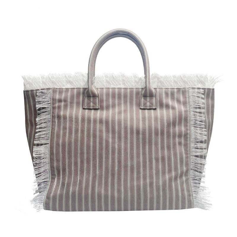 Women's new beach canvas tassel embroidered handbag