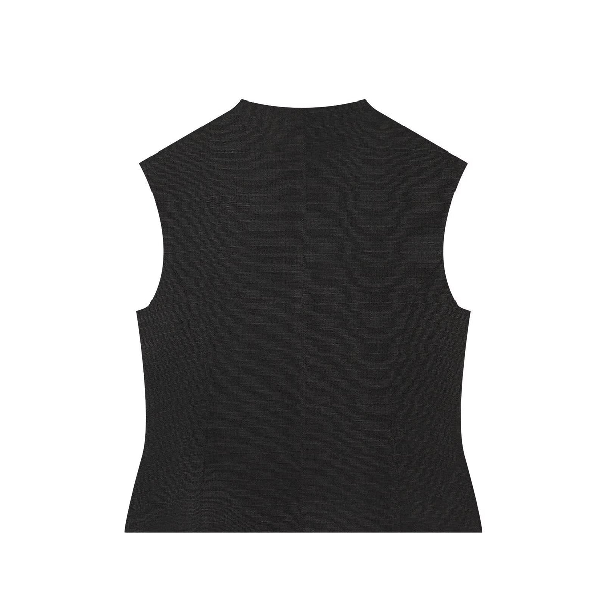 suit Women's 2 pieces button decoration slim black vest+culottes