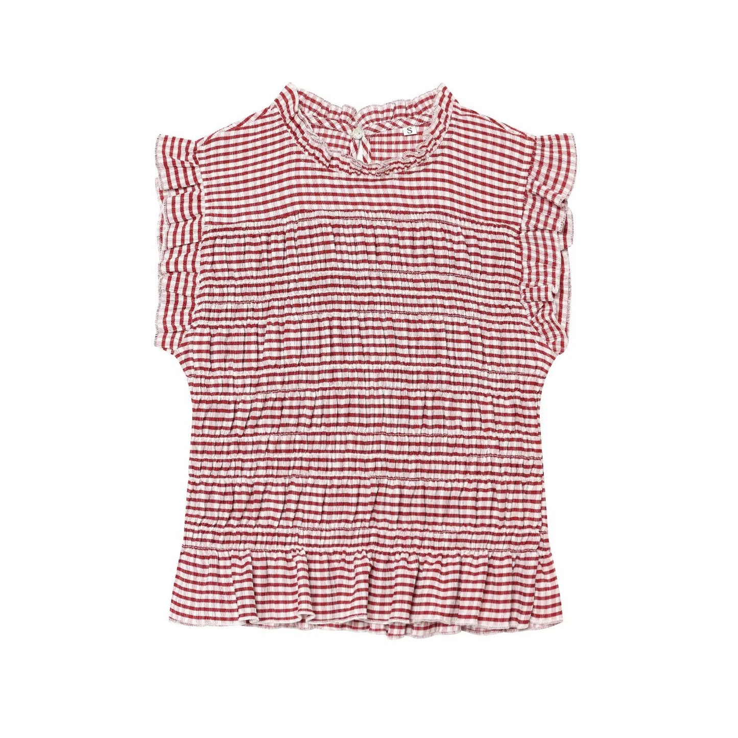 Women's short honeycomb plaid top