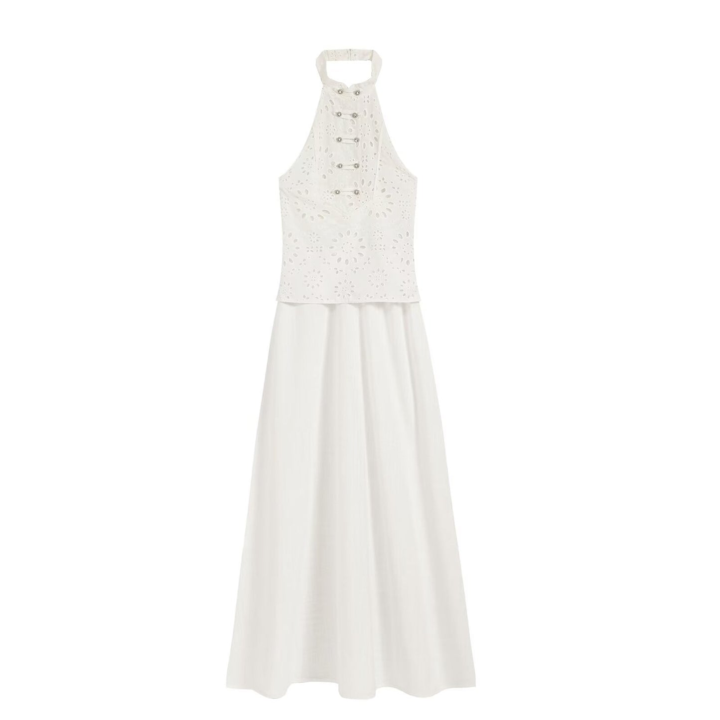 Women's hollowed out embroidered patchwork dress