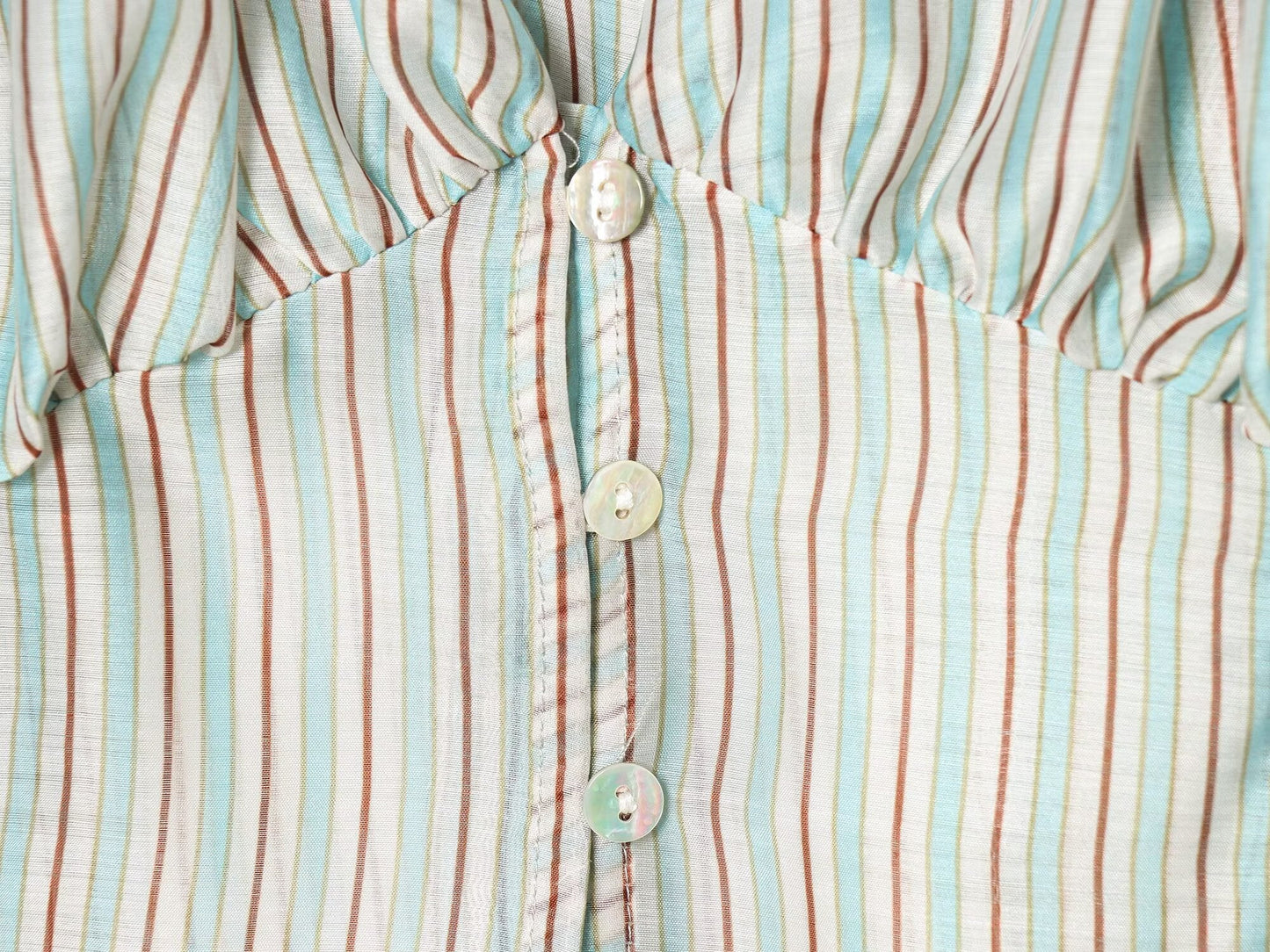 Women's V-neck striped waist cinched shirt