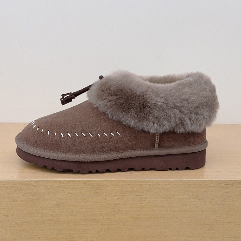 Women's new warm plush thin-soled short snow boots