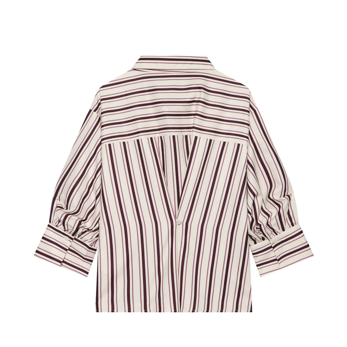 Women's adjustable long short sleeved striped shirt