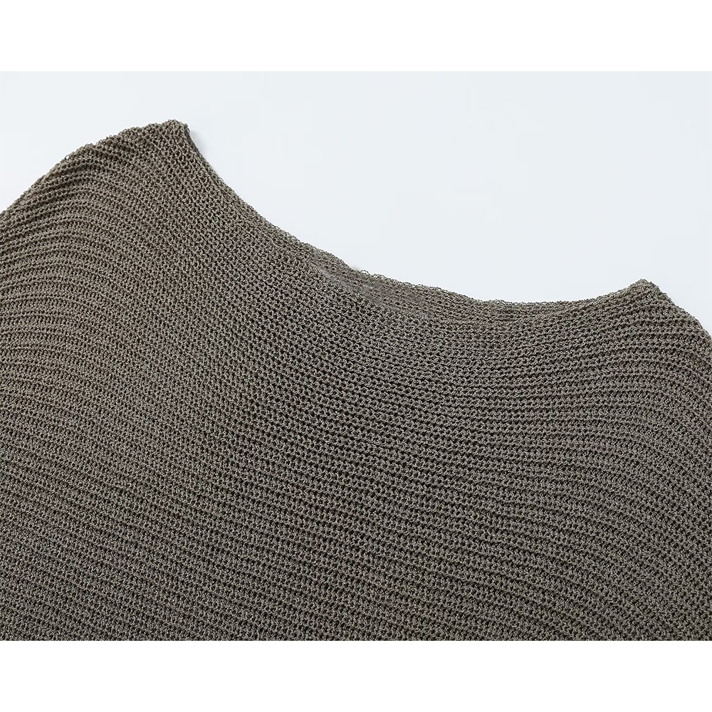 Women's knot decoration splicing knitted top