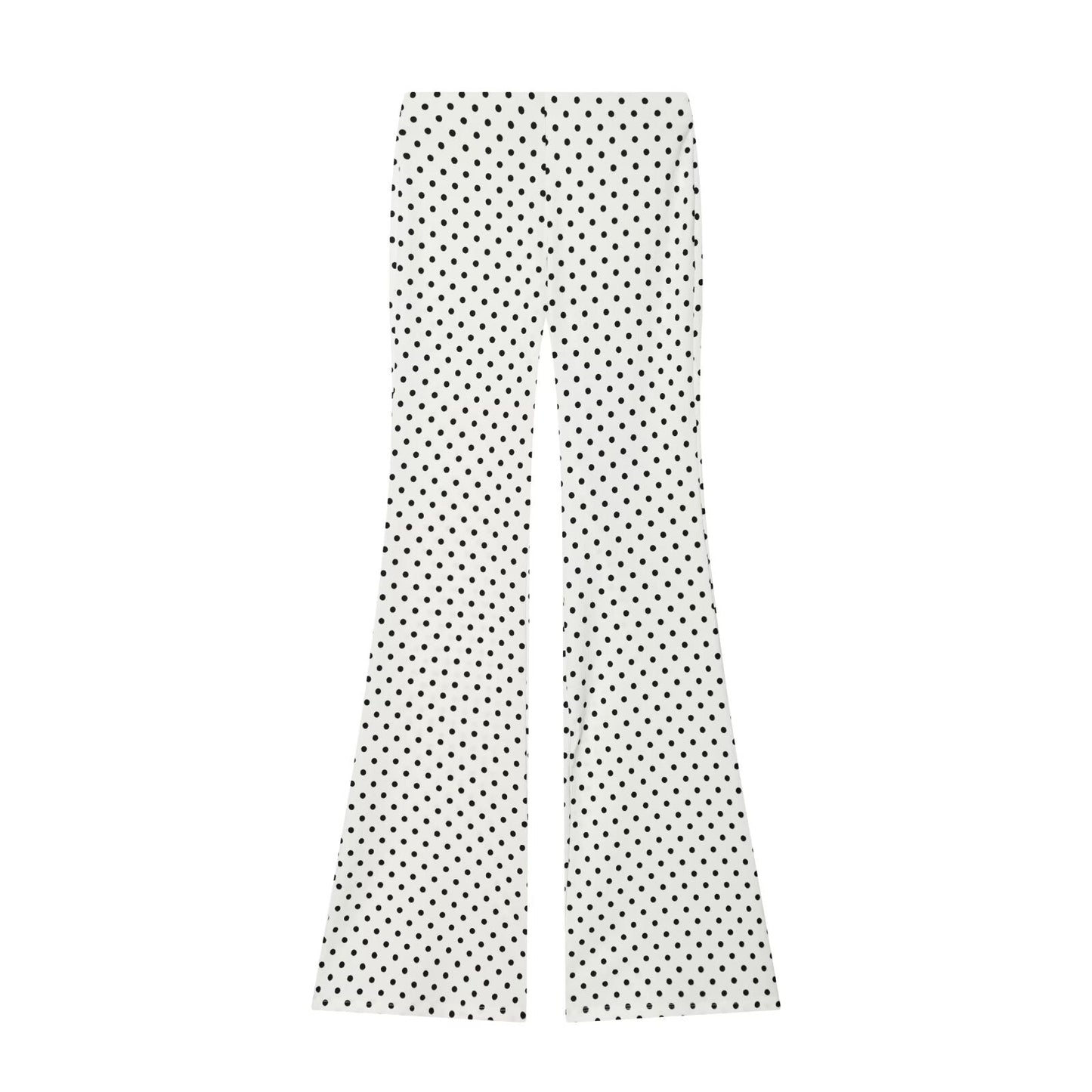 suit Women's 2 pieces elastic wave point hanging neck top+flared pants