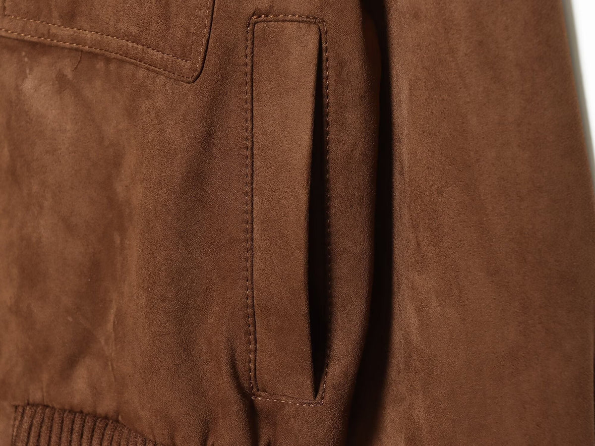 Women's suede textured ribbed collar jacket Coat