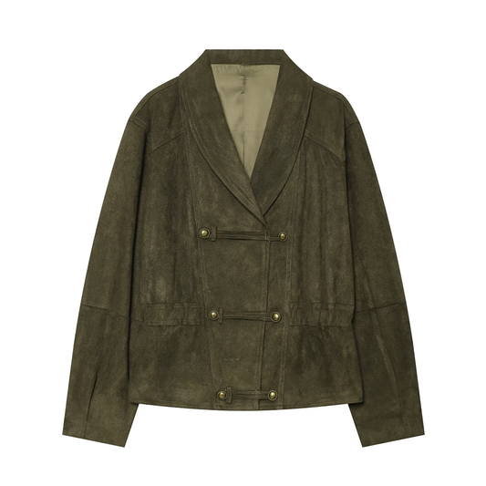 Women's Rope knot buckle decorative leather jacket Coat