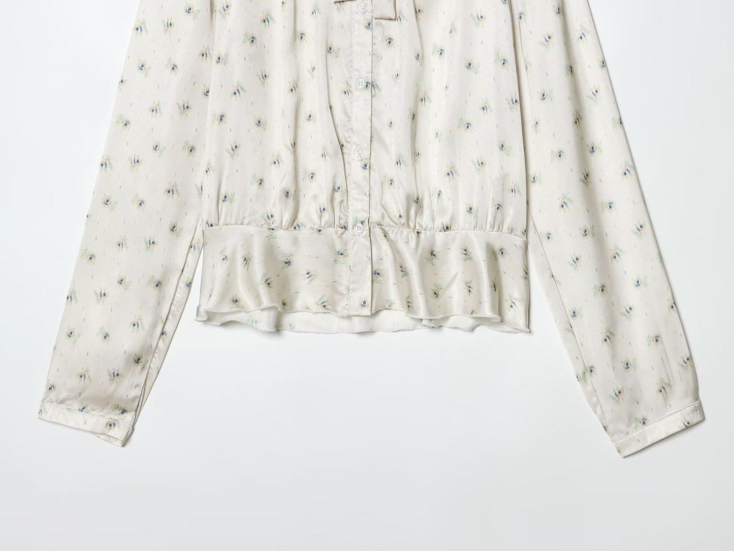 Women's bow decoration printed shirt