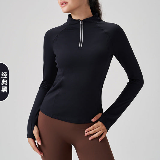 Women's new reflective half zipper yoga fitness jacket