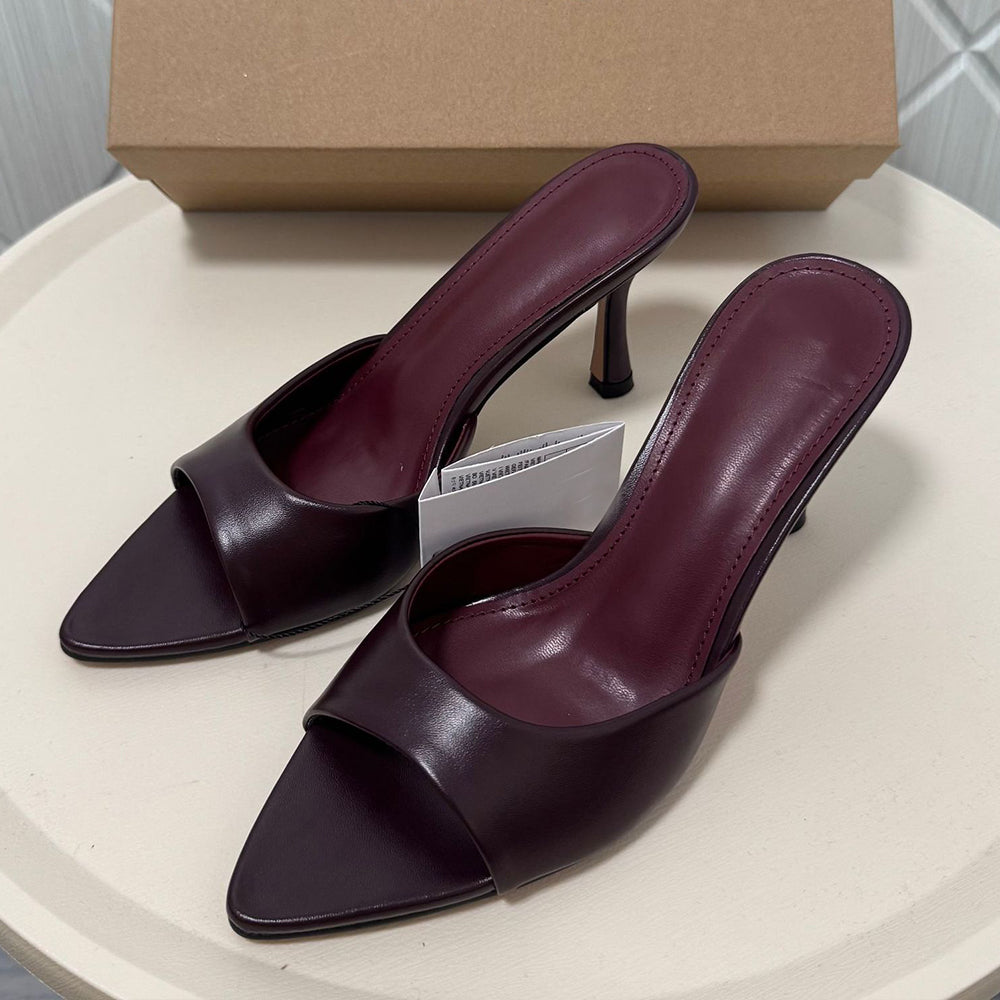 Women's new pointed summer burgundy stiletto sandals