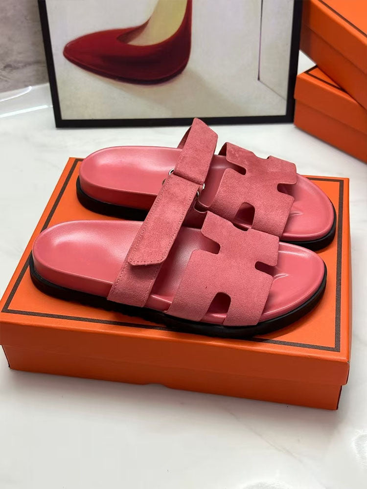 Women's new fashion Joker multicolor hook and loop design thick soled sandals