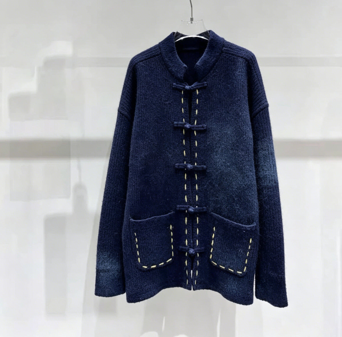 Women's new Chinese buckle knitted coat