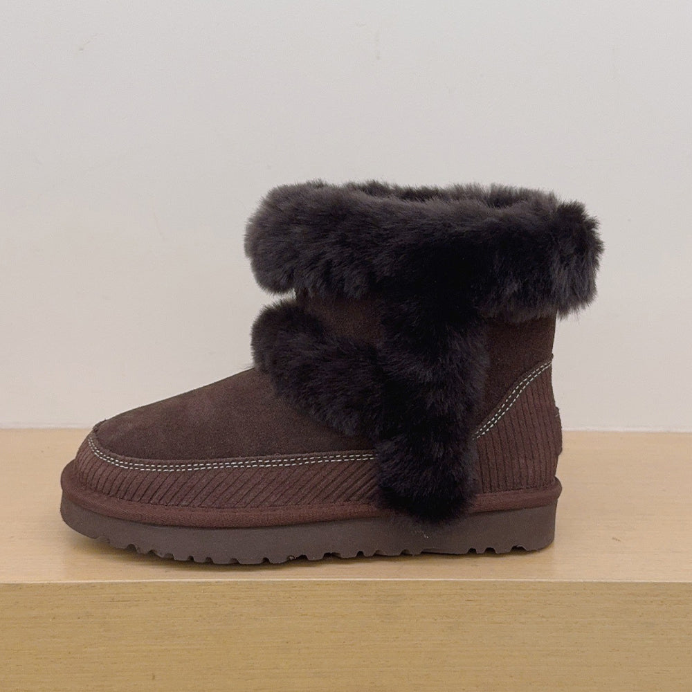 Women's new long-haired booties warm low boots