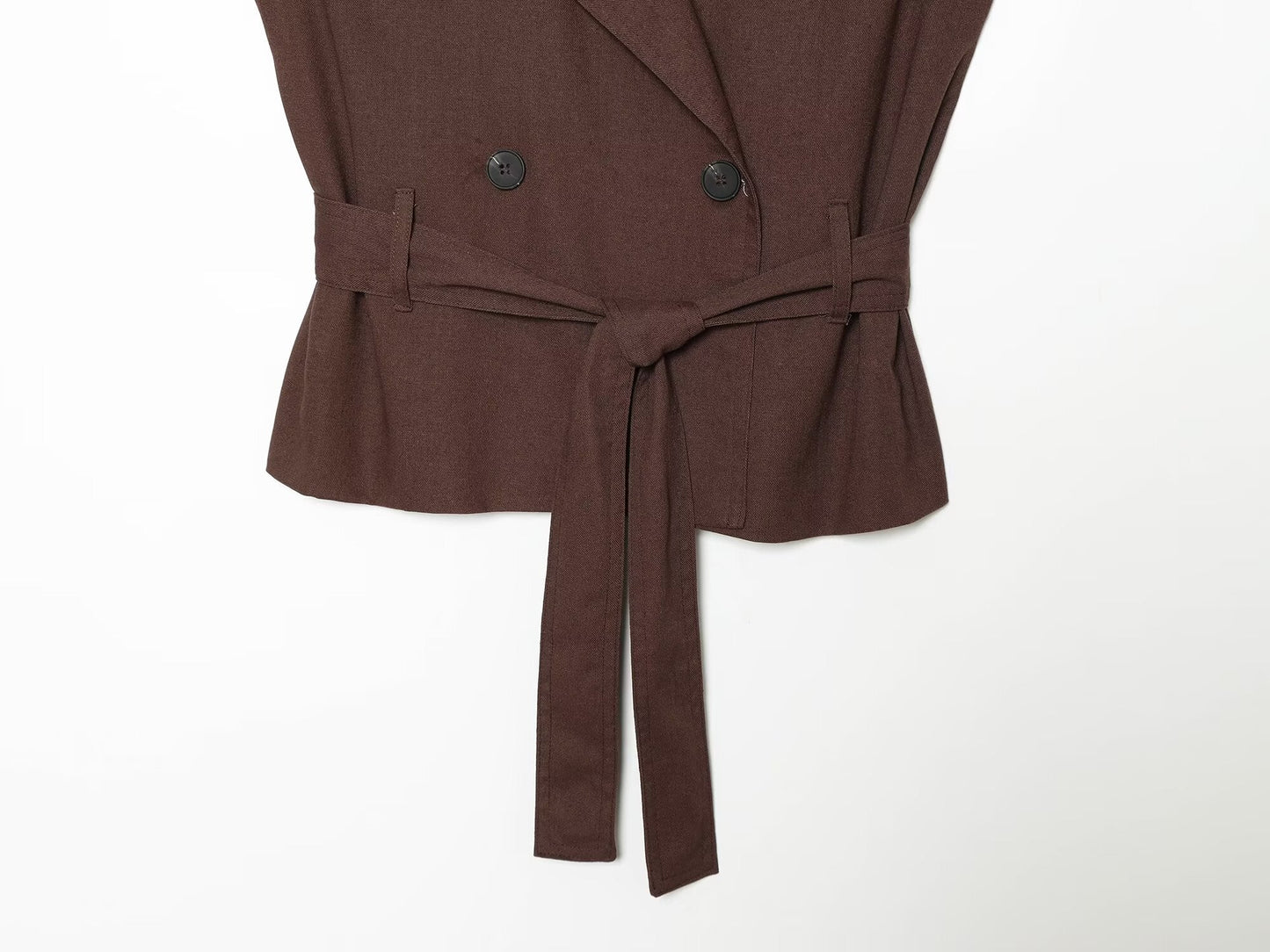 Women's with Belt sleeveless linen blend vest