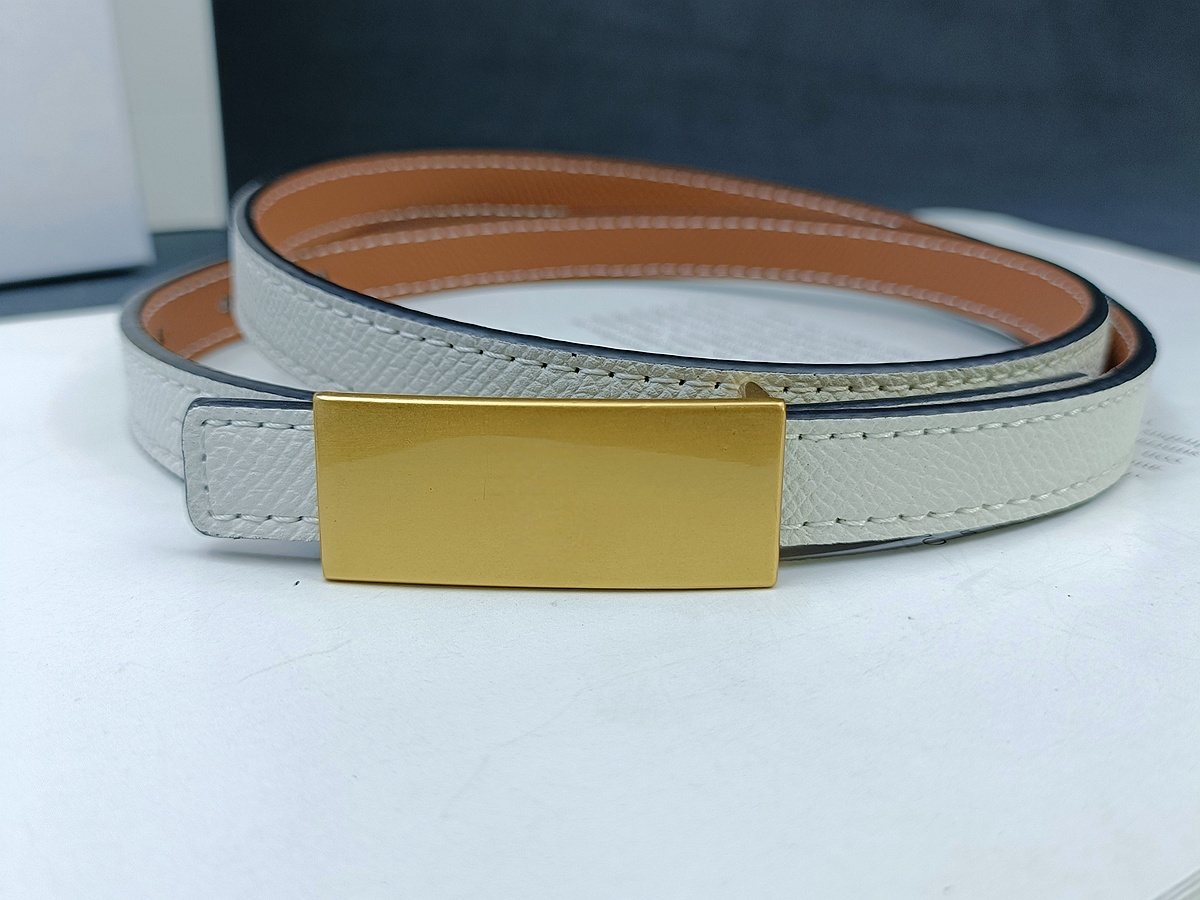 Women's fine belt with small square buckle and double-sided belt  with A Box