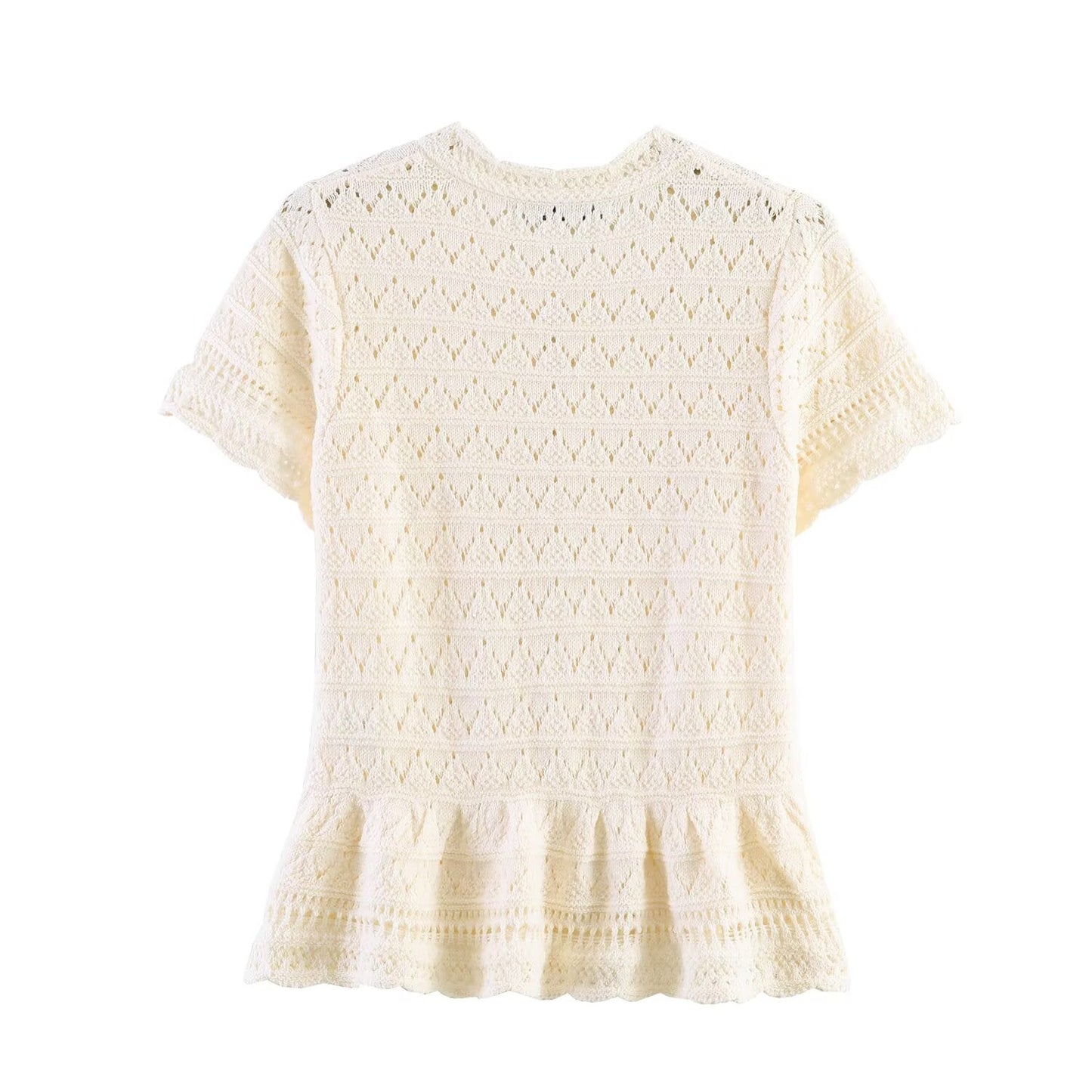 Women's round neck hollow knitted Coat