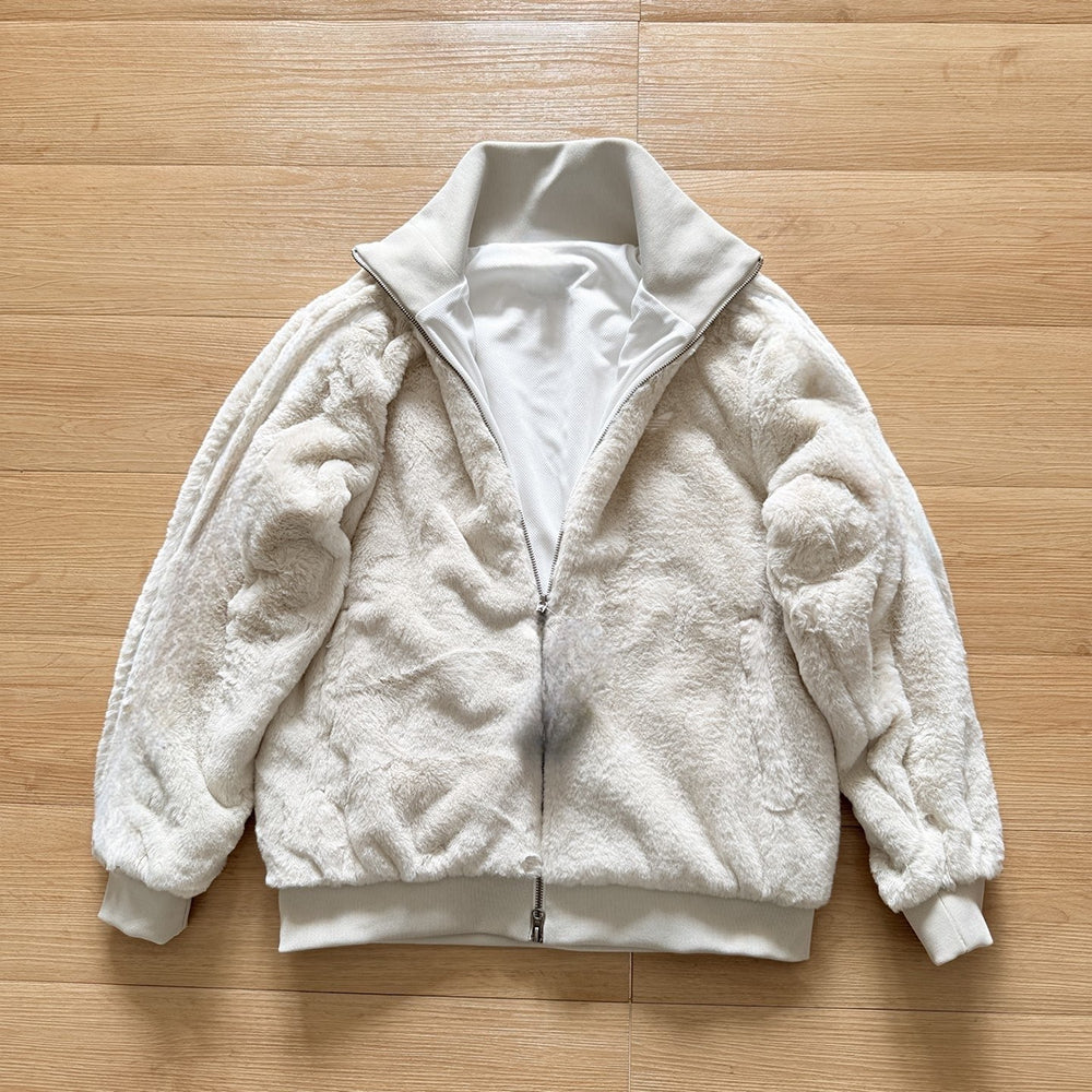 New casual Joker loose plush zipper coat