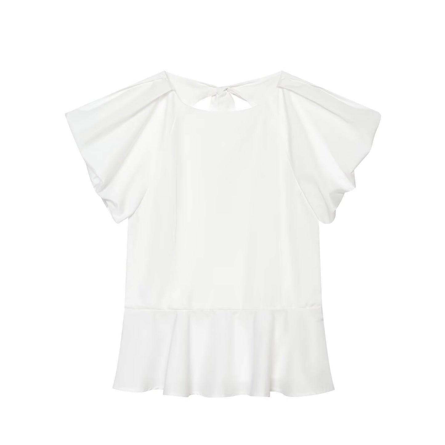 Women's backless bow decoration poplin top