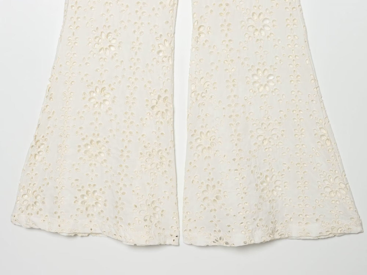 Women's hollowed out embroidered trumpet pants