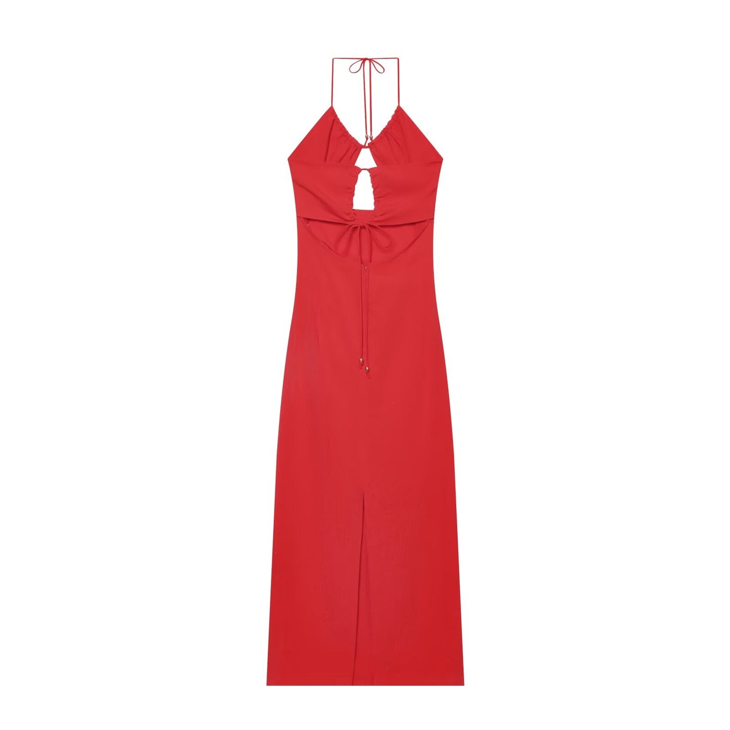 Women's straight pleated halter neck dress
