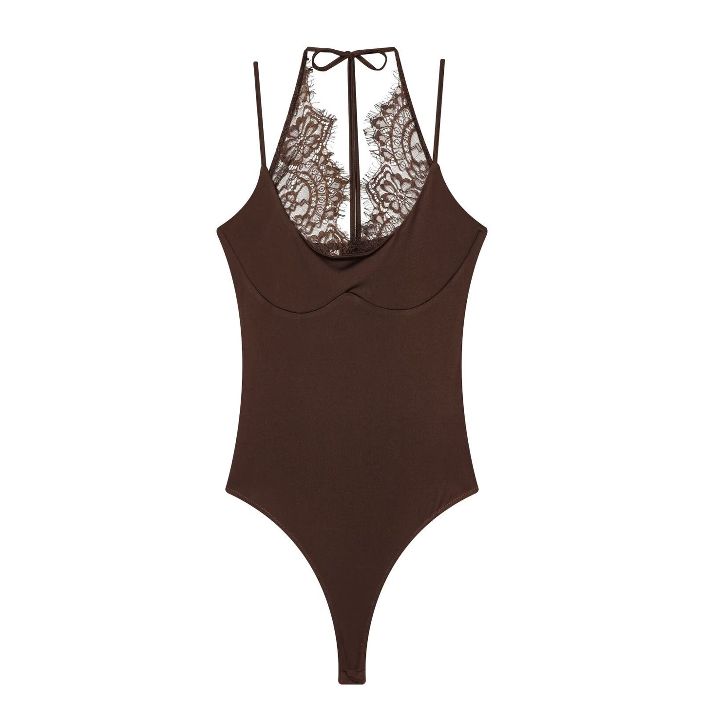 Women's patchwork lace halter neck jumpsuit
