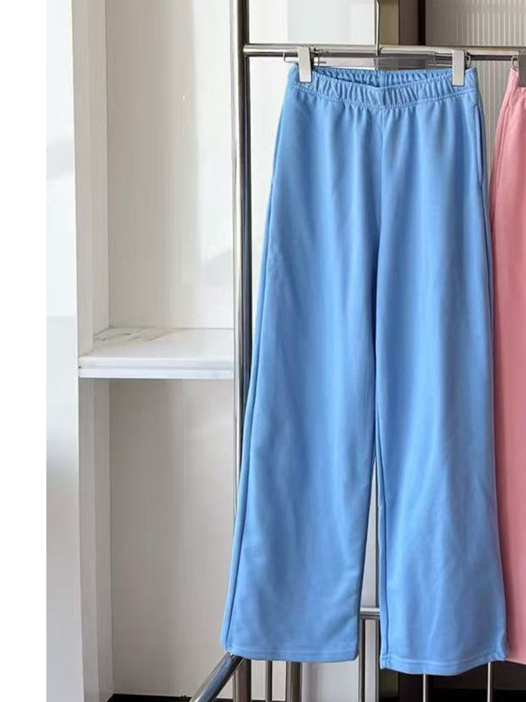 Women's new straight elastic casual pants wide-leg pants