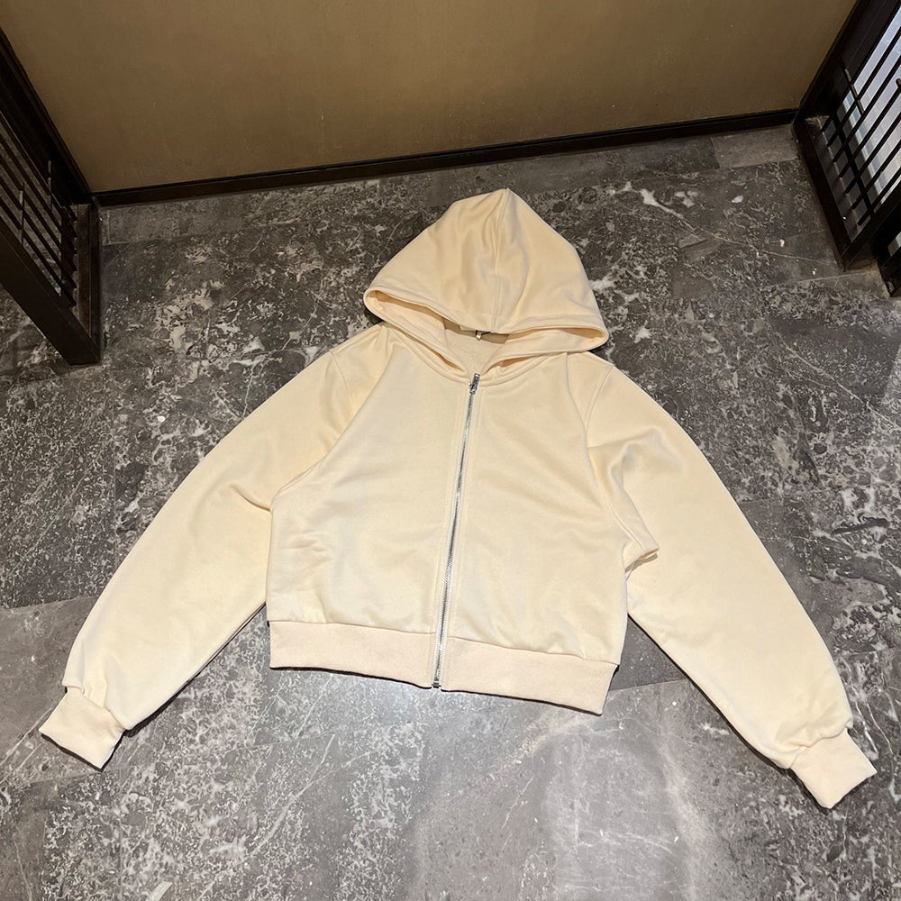 Women's new short hooded cardigan coat