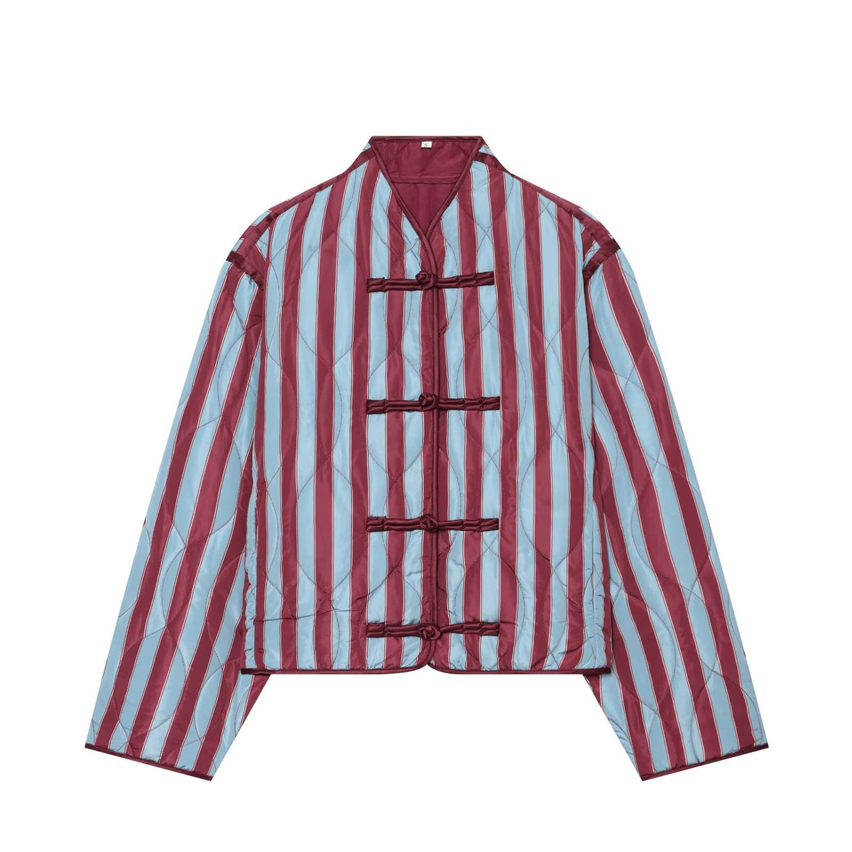 Women's striped rope buttoned cotton jacket Coat