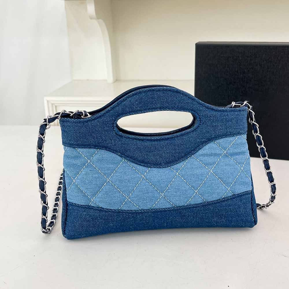 Women's new denim rhombus portable messenger bag
