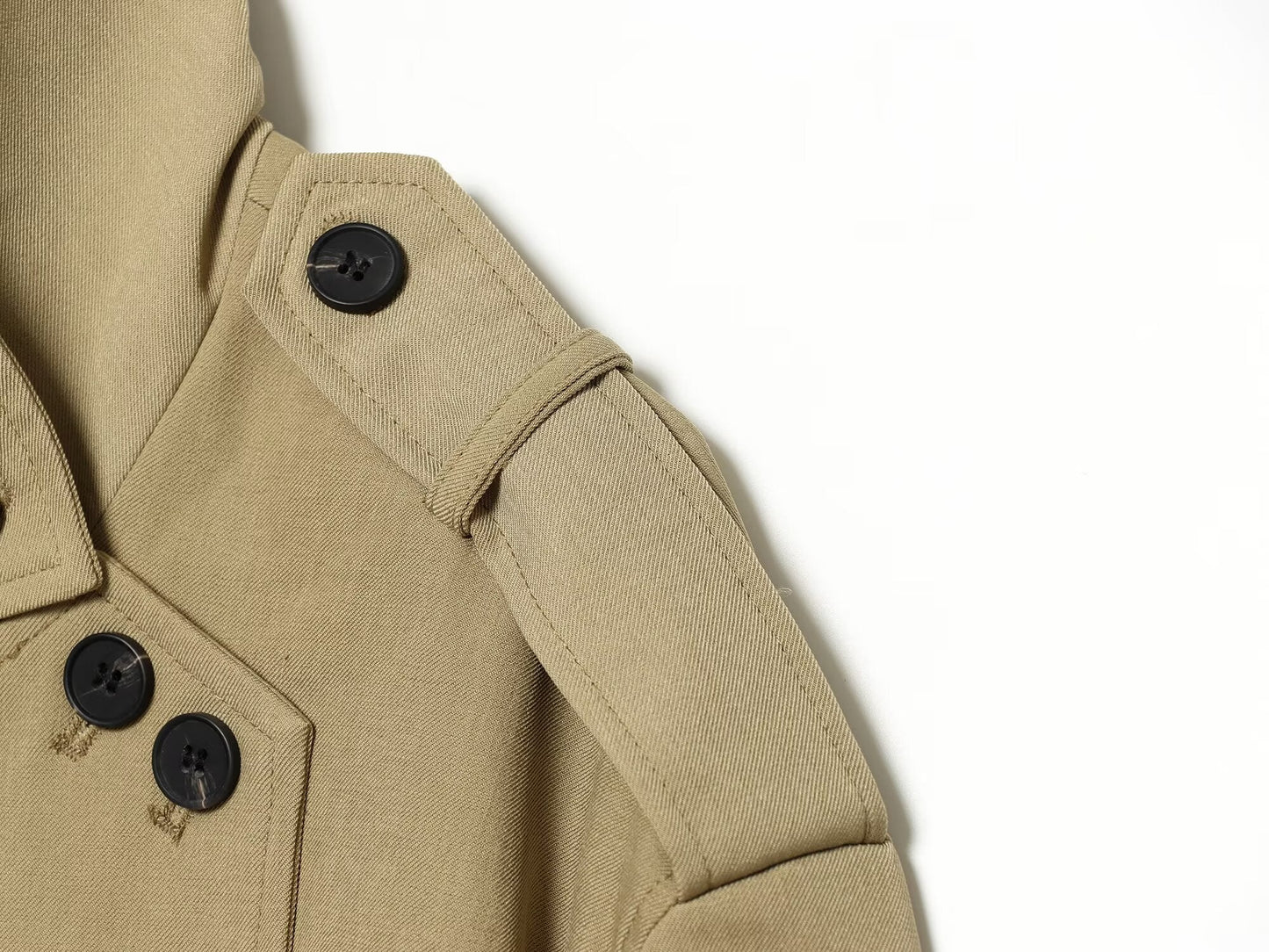 Women's with belt loose stand collar windbreaker Coat