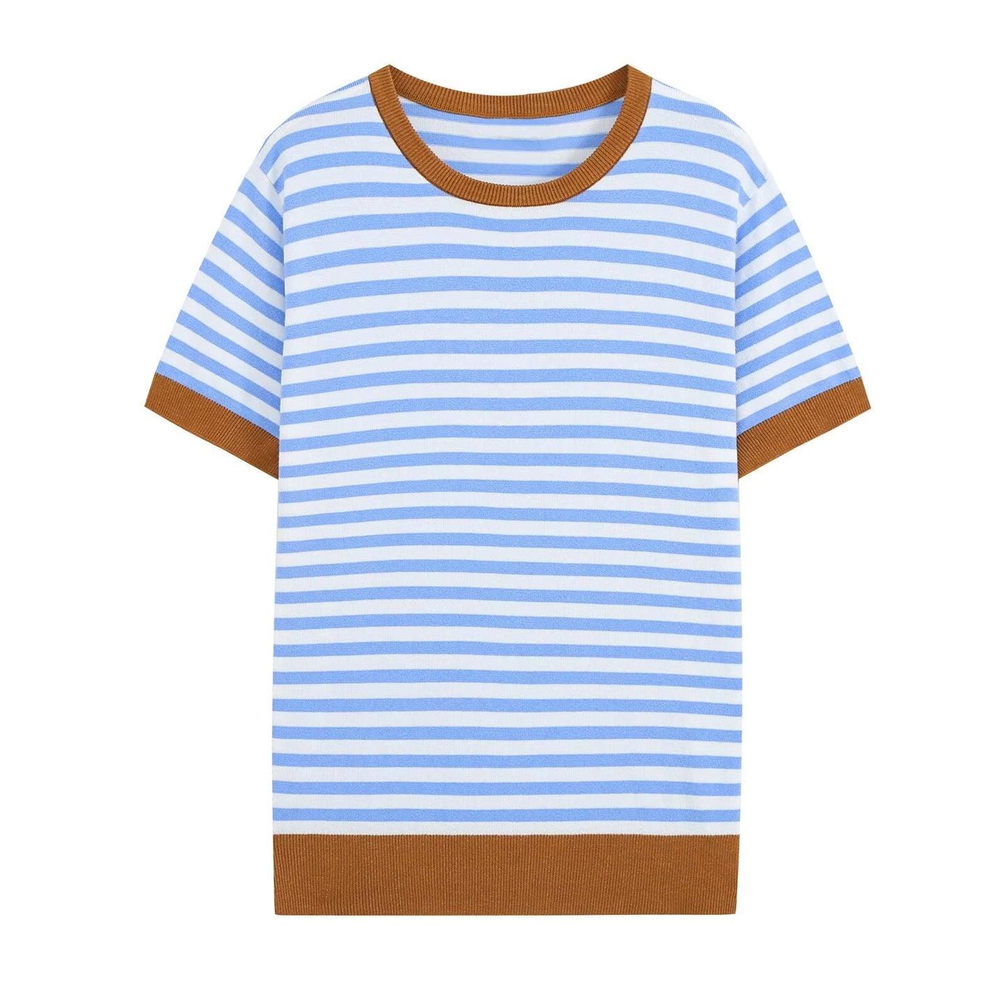 Women's round neck striped knitted top
