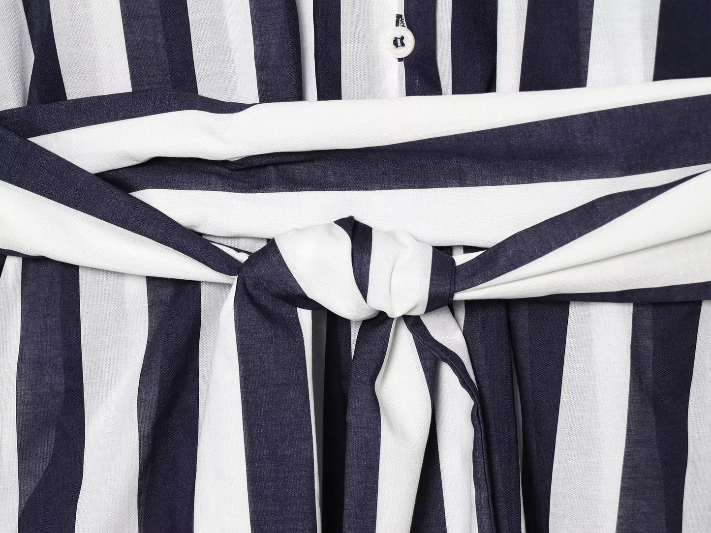 Women's With Belt Long Style Striped Shirt