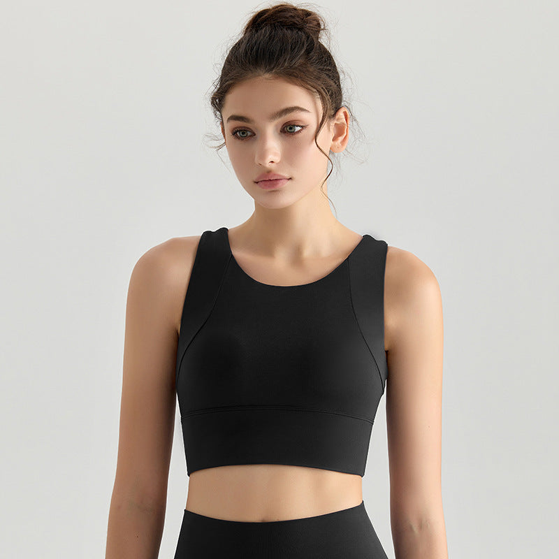 Women's new chest pad one breathable shockproof fitness sports bra