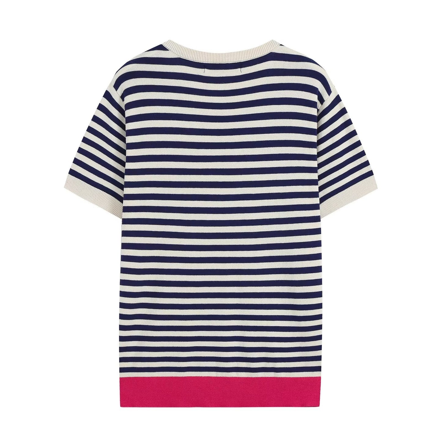 Women's round neck striped knitted top