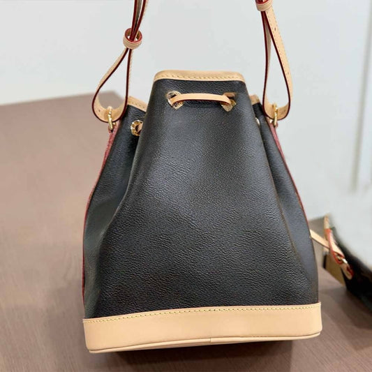 Women's new color matching drawstring bucket bag